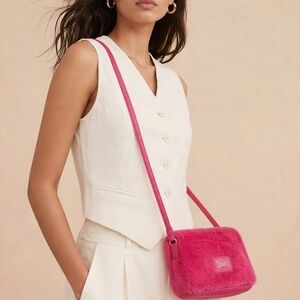 Juicy Couture Vibrant Pink Plush Crossbody Bag